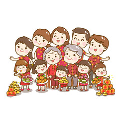 Obraz na płótnie Canvas cartoon family for chinese new year.