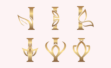 monogram set of letter I brand beauty logo