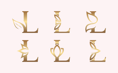 monogram set of letter L brand beauty logo