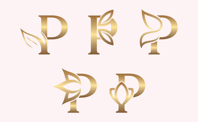 monogram set of letter P brand beauty logo