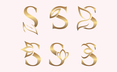 monogram set of letter S brand beauty logo