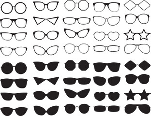 Fototapeta Cooling and Sun Glasses set , set of black and white mustaches obraz