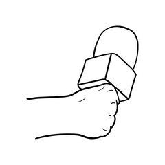 illustration of a hand holding a microphone,hand drawn icon of a hand holding a microphone