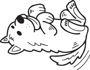 Hand Drawn sleeping Samoyed Dog illustration in doodle style