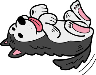 Hand Drawn sleeping husky Dog illustration in doodle style