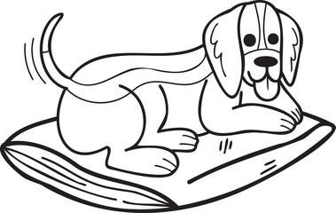 Hand Drawn sleeping Beagle Dog illustration in doodle style