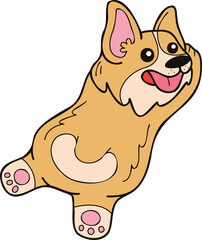 Hand Drawn sleeping Corgi Dog illustration in doodle style