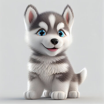 Cute Husky Dog Clipart, Dog Character Mascot Cartoon