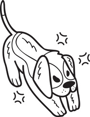 Hand Drawn angry Beagle Dog illustration in doodle style
