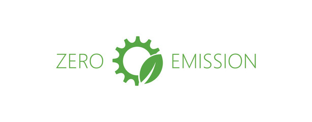 zero emission sign on white background	
