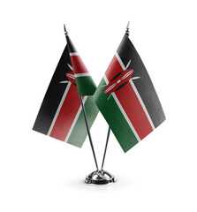 Small national flags of the Kenya on a white background