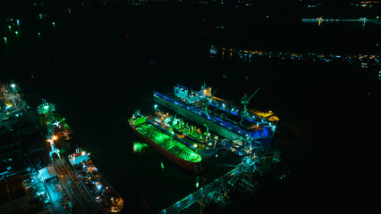 shipyard on the sea at night