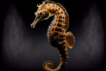 Portrait of a seahorse on a black background. generative ai - obrazy, fototapety, plakaty