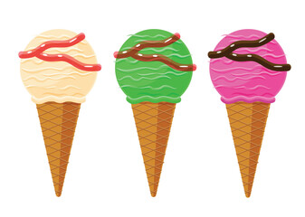 set of ice cream cone isolated element vector illustration