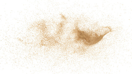 Fototapeta na wymiar 3D rendering of scattered sand granules or fine dirt on transparent background
