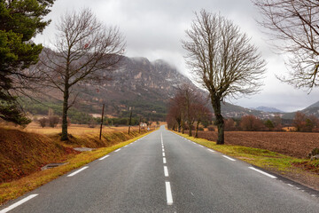 Scenic Road in the Mountain Landscape. Fall Season. France, Europe. Adventure Travel