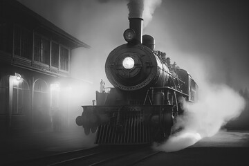 Steam Train at Station - Generative Ai