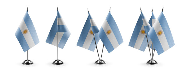Small national flags of the Argentina on a white background