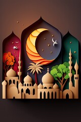 AI generated illustration of the Holy Month of Ramadan with Islamic elements