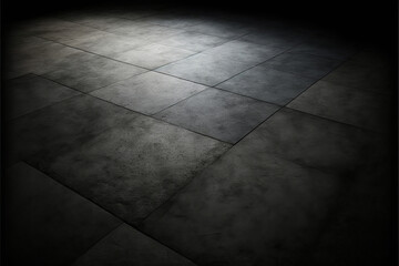 Concrete floor in dark room. . Computer digital drawing., generative ai