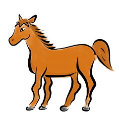 馬の線画イラスト（モノクロ）