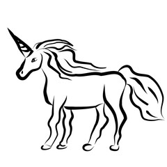 ユニコーンのペン画イラスト