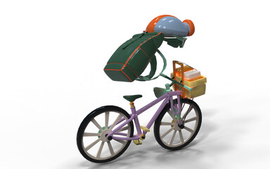 transparent character riding a bicycle in animated colors 