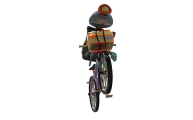 transparent character riding a bicycle in animated colors 
