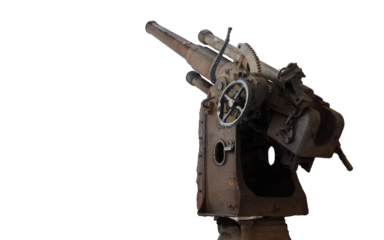 worn out antique military ship's gun 