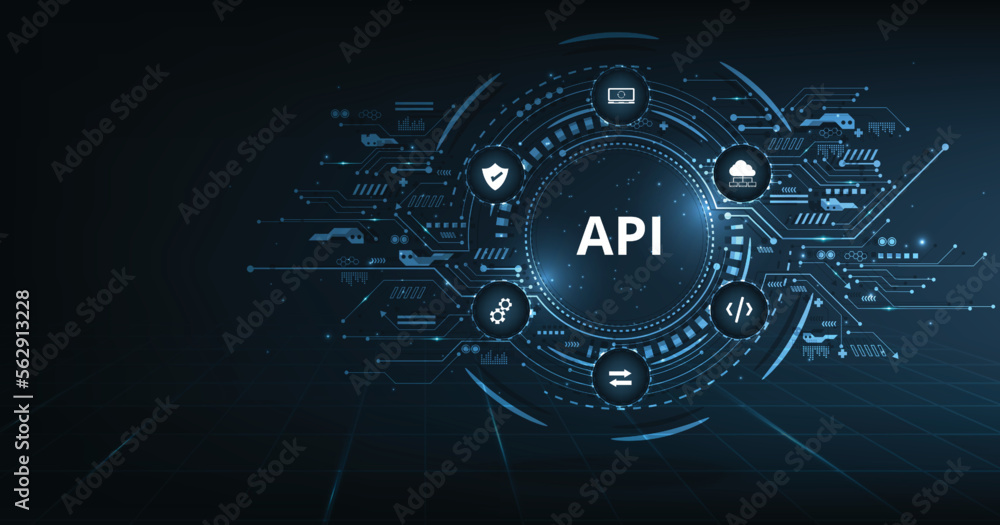 Poster application programming interface (api) design. software development tool, information technology, m