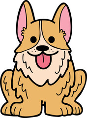 Obraz na płótnie Canvas Hand Drawn Corgi Dog sitting waiting for owner illustration in doodle style