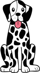 Fototapeta premium Hand Drawn Dalmatian Dog sitting waiting for owner illustration in doodle style