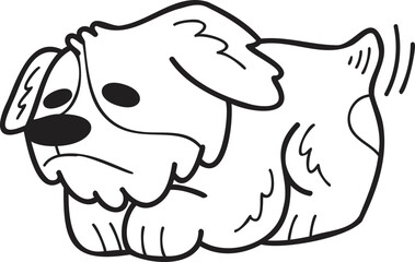 Hand Drawn Corgi Dog is sad illustration in doodle style