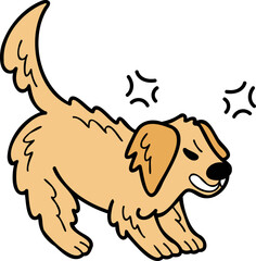 Hand Drawn angry Golden retriever Dog illustration in doodle style