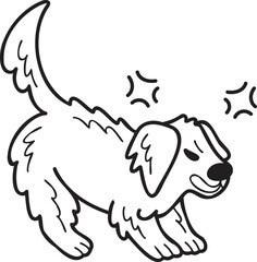 Hand Drawn angry Golden retriever Dog illustration in doodle style