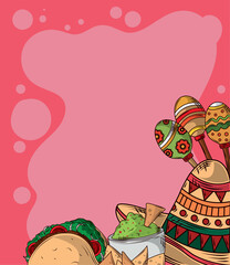 Naklejka premium mexican food and hat