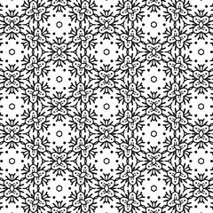 black and white seamless pattern with flowers