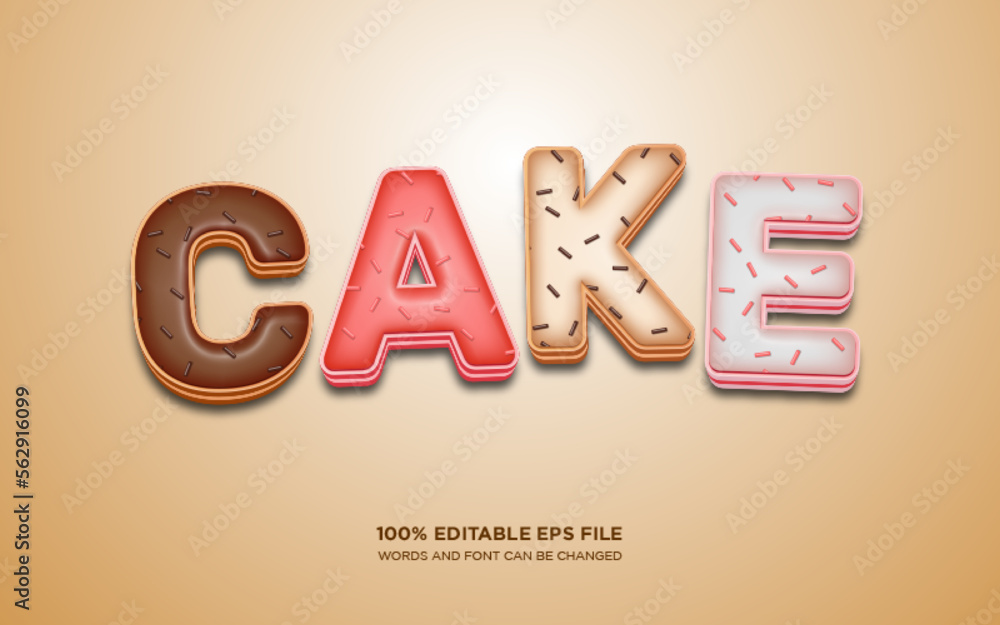 Poster cake 3d editable text style effect