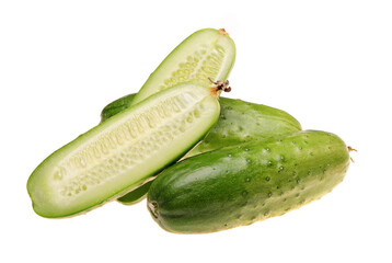 Green cucumber on the white background