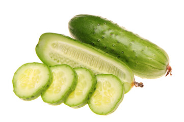 Green cucumber on the white background