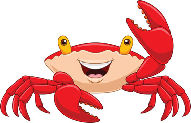 Cartoon happy crab on white background - 562917467