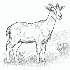 goat on a white background coloring book