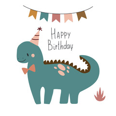 Cute poster with small dinosaur vector print for kids room, baby shower, greeting cards, baby and kids t-shirts and clothes.