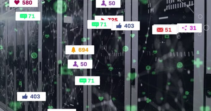 Animation of social media data processing over computer servers