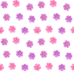 Floral seamless pattern. Pink textured  flowers on white background. Fashion print