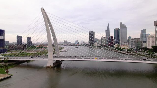 Aerial view of Thiem 2 Bridge,  Ho Chi Minh City, Vietnam