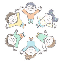 輪になる子供たち