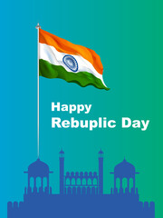 Naklejka premium Happy Indian Republic day celebration poster or banner | vector or illustration