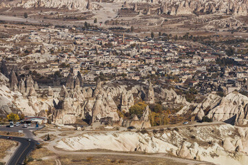 Beautiful view from the castle on the city of Uchisar, Cappadocia, Turkey