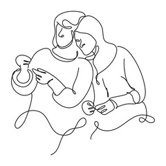 Women Day Line Art Minimal, the concept of a mother's love for her child, suitable for pillows, wall art, t-shirts, etc